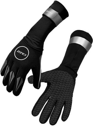 ZONE3 Neoprene Swim Gloves Black/Silver (2mm) - waterworldsports.co.uk