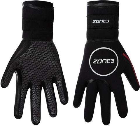 ZONE3 Neoprene Heat-Tech Warmth Swim Gloves Black/Red