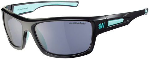 Sunwise Dawn Shiny Black Frame With Turquoise Features, Smoke Lenses - waterworldsports.co.uk