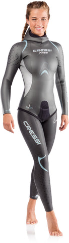 Cressi Free Lady Two-Piece Freediving Wetsuit (3.5mm) - waterworldsports.co.uk