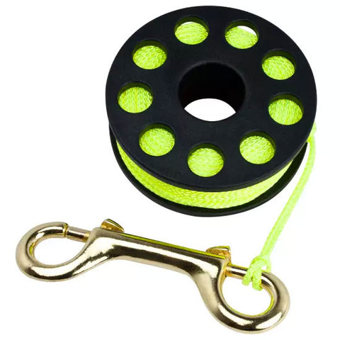 Aquatec Scuba Diving Finger Spool (20m) and Double Ended Brass Clip - waterworldsports.co.uk